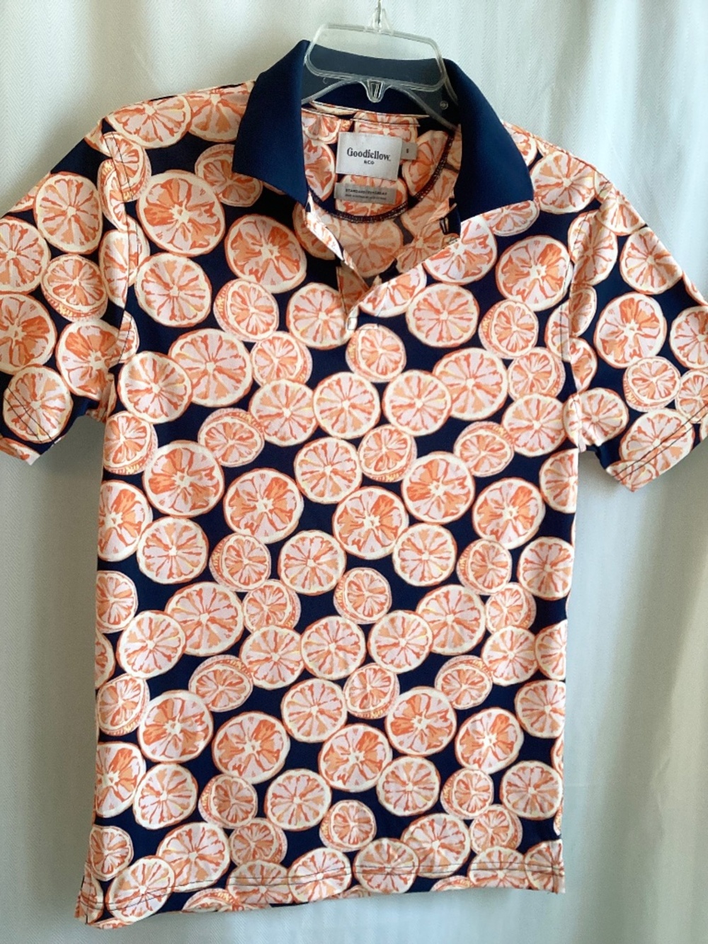 GOODFELLOW, Golf Polo, Orange Slice Print, size Sm.